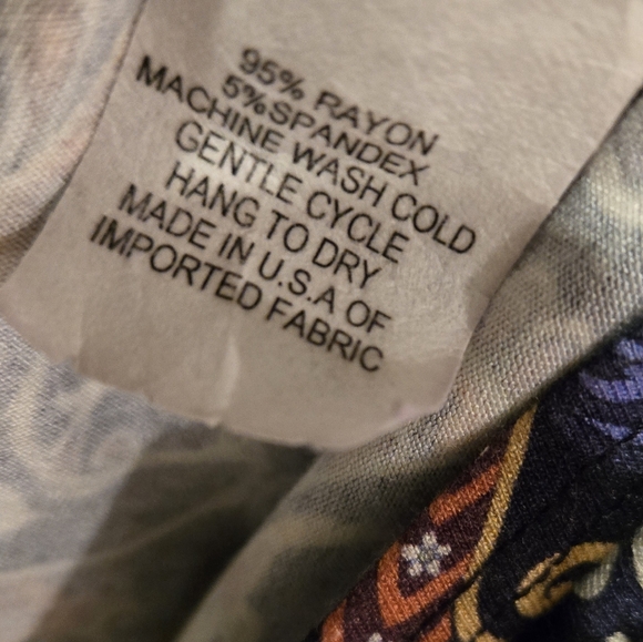 Salaam XL Tunic, Black With Beautiful Multicolored Swirling Pattern, Scoop Neck - Picture 4 of 4